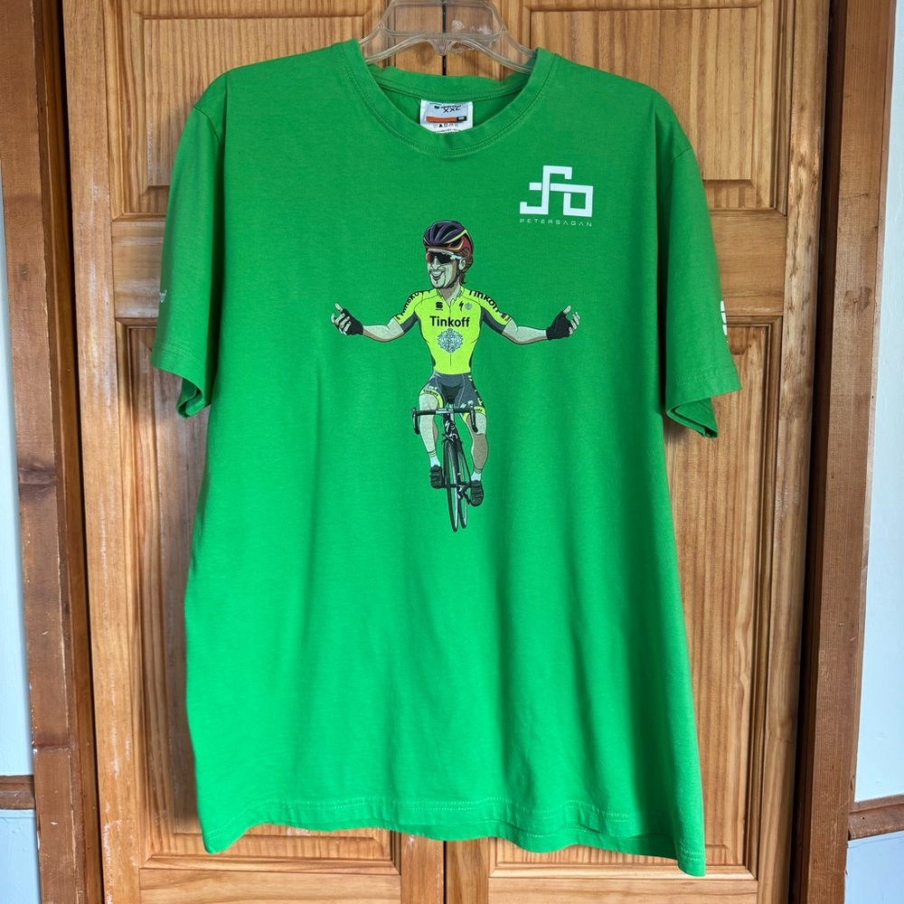 Green T-Shirt with Cyclist Peter Sagan Graphic